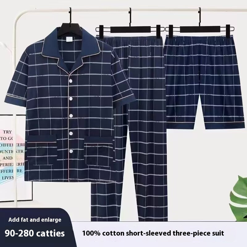 Men's Pajamas Short-sleeved Three-piece Suit