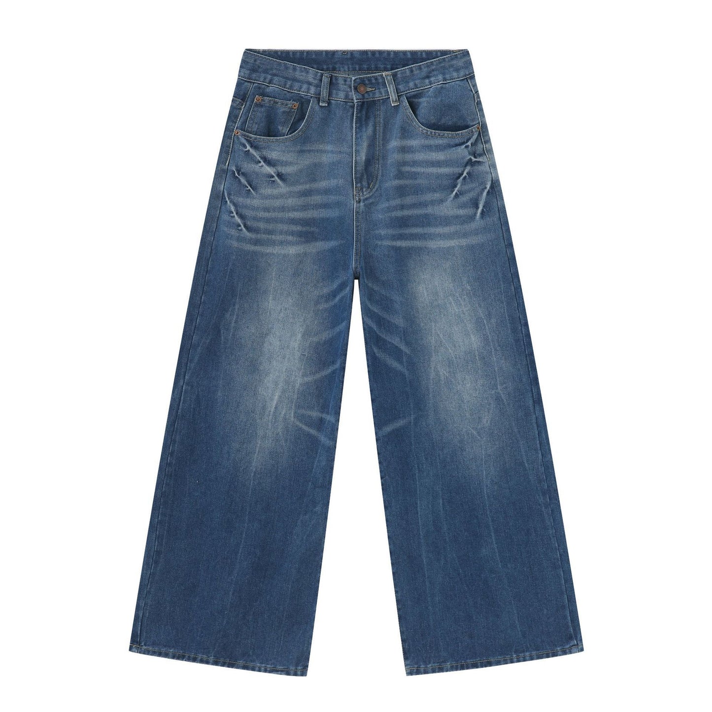 Retro Washed Jeans Loose Straight Wide Leg Pants