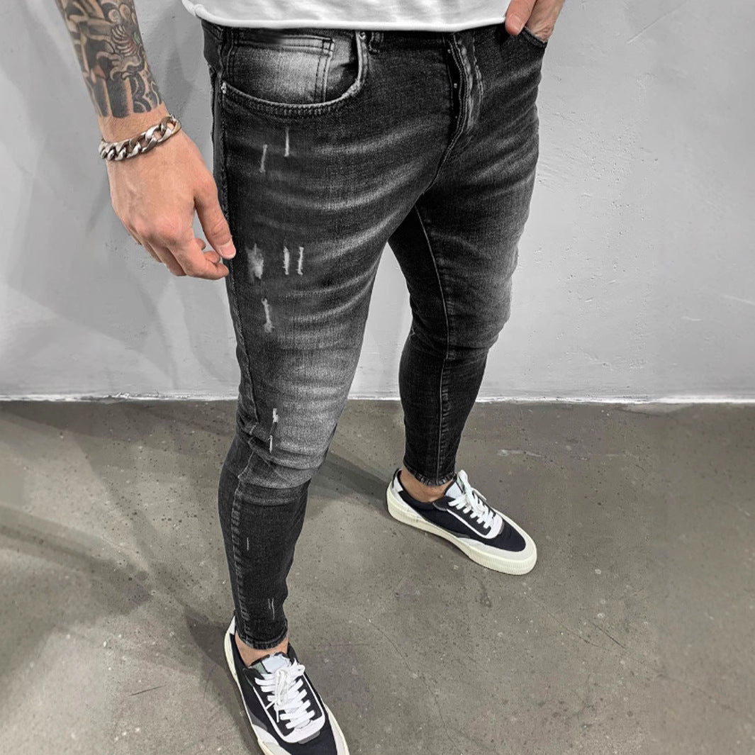 Ripped Trendy Slimming Gray Denim Skinny Pants