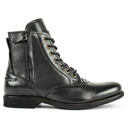 Knight Series Two-tone Side Zipper Leather Boots