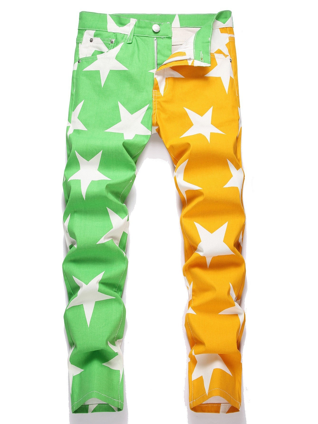 Stretch Washed UNF Raw Denim Fashion Straight Trousers Jeans Men's Pants