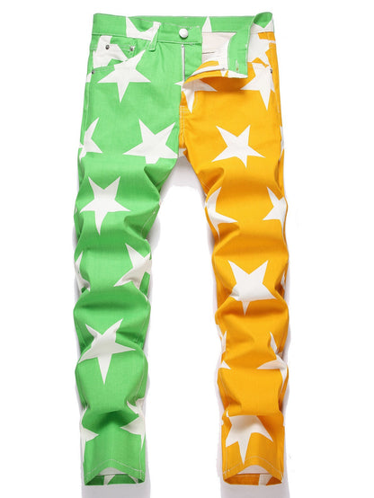 Stretch Washed UNF Raw Denim Fashion Straight Trousers Jeans Men's Pants