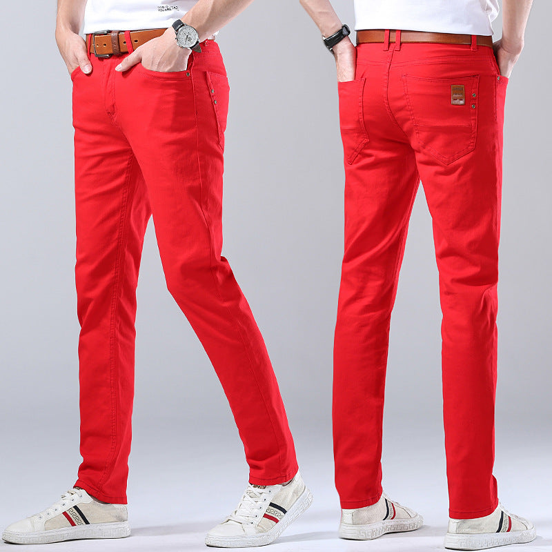Casual Men's Slim Straight Stretch Colored Trousers