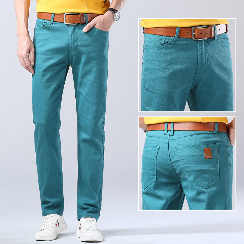 Casual Men's Slim Straight Stretch Colored Trousers