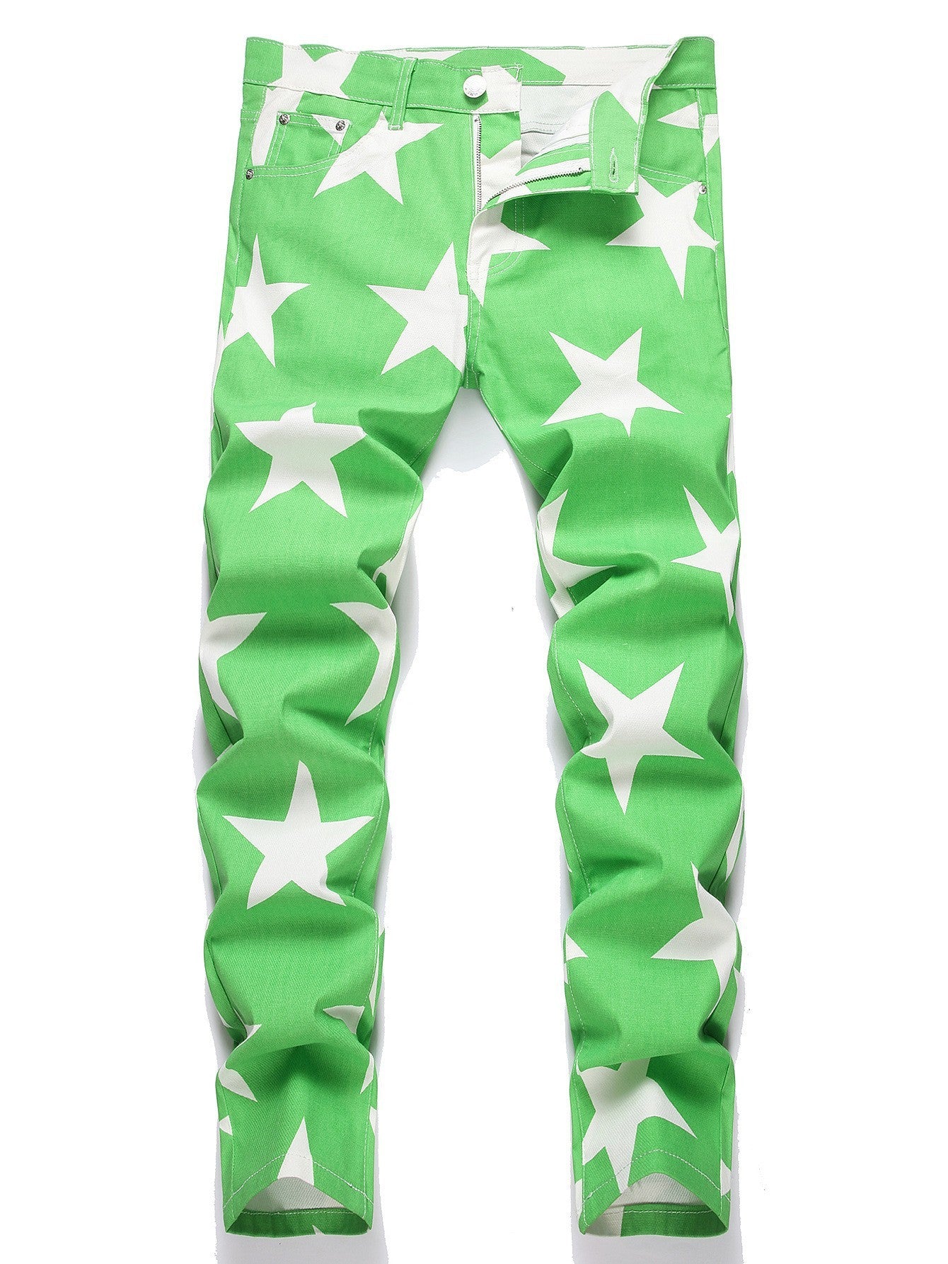 Stretch Washed UNF Raw Denim Fashion Straight Trousers Jeans Men's Pants