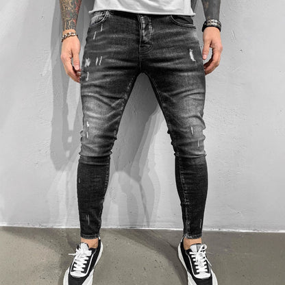 Ripped Trendy Slimming Gray Denim Skinny Pants
