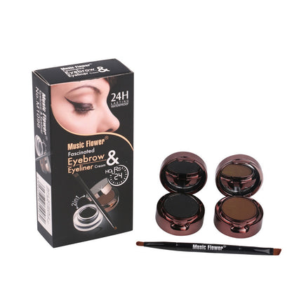Music Flower M1096 Black Brown Creamy Eyeliner Eyebrow Powder