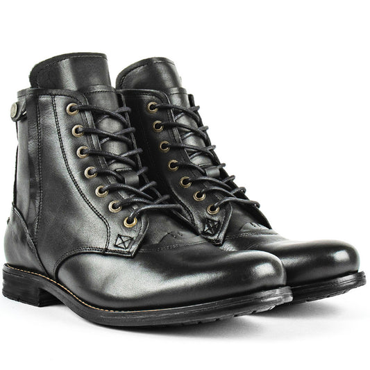 Knight Series Two-tone Side Zipper Leather Boots
