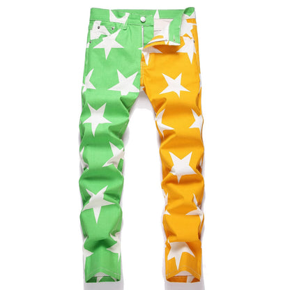 Stretch Washed UNF Raw Denim Fashion Straight Trousers Jeans Men's Pants