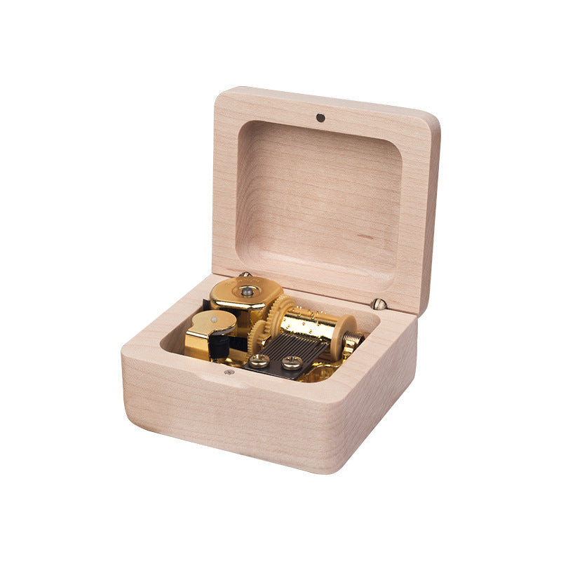 Wooden Clockwork Music Box Retro Creative Birthday Wooden Gift