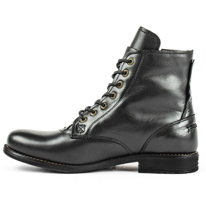 Knight Series Two-tone Side Zipper Leather Boots