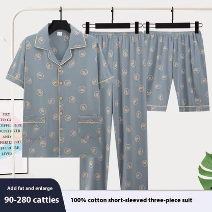 Men's Pajamas Short-sleeved Three-piece Suit