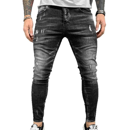 Ripped Trendy Slimming Gray Denim Skinny Pants